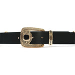 Henrietta Belt in black leather, buckle detail