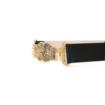 Henrietta Belt in black leather, filigree detail