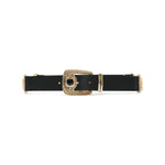 Henrietta Belt in black leather, front