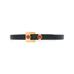 Lucille Belt in black leather, front