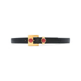 Lucille Belt in black leather, front