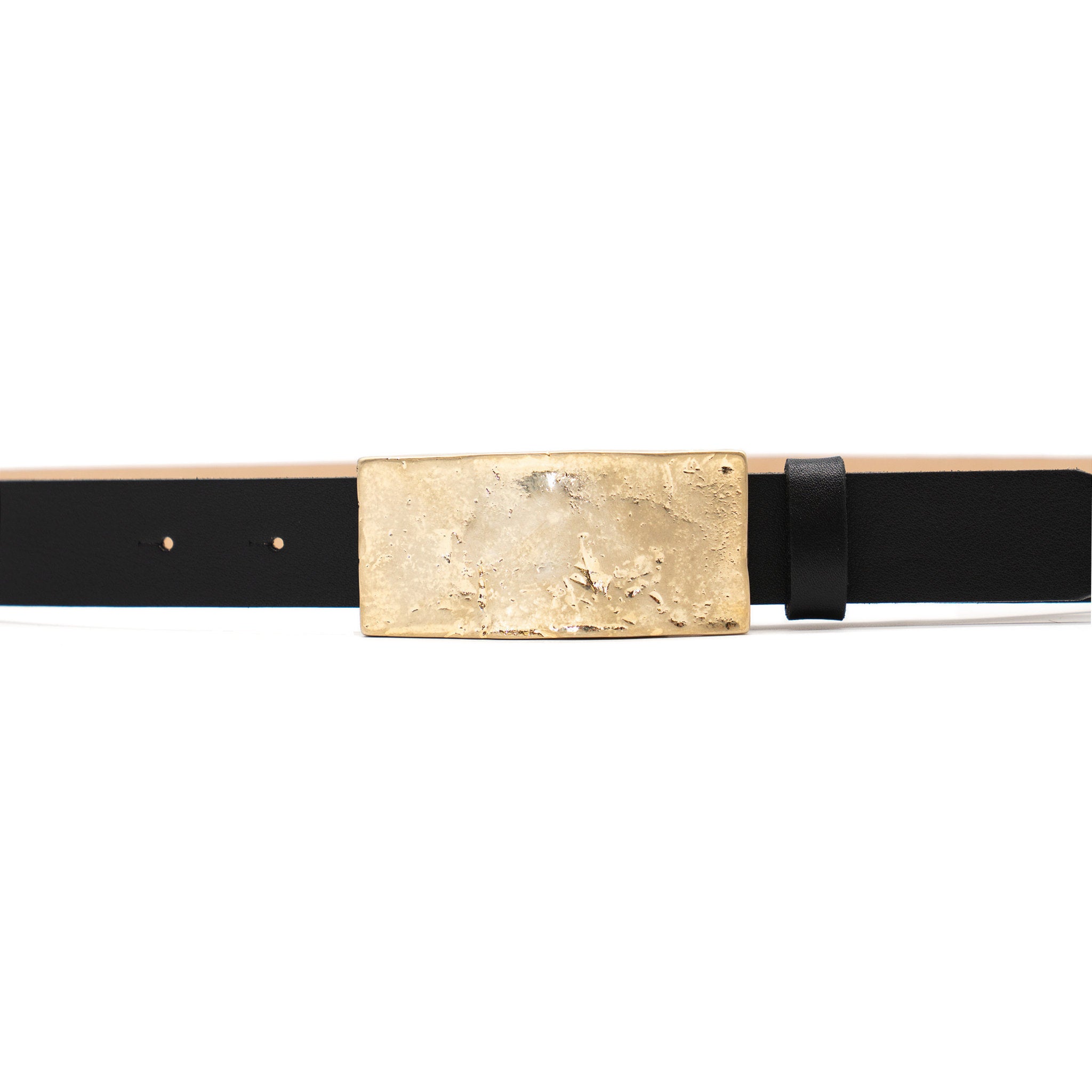 Josephine Belt in black leather, buckle detail
