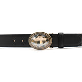 Adele Belt in black leather, buckle detail