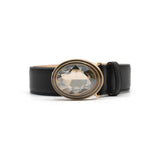 Adele Belt in black leather, coiled