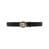 Adele Belt in black leather, front