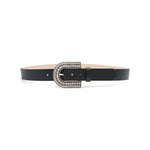 Clementine Belt in black leather, angle