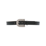 Clementine Belt in black leather, front
