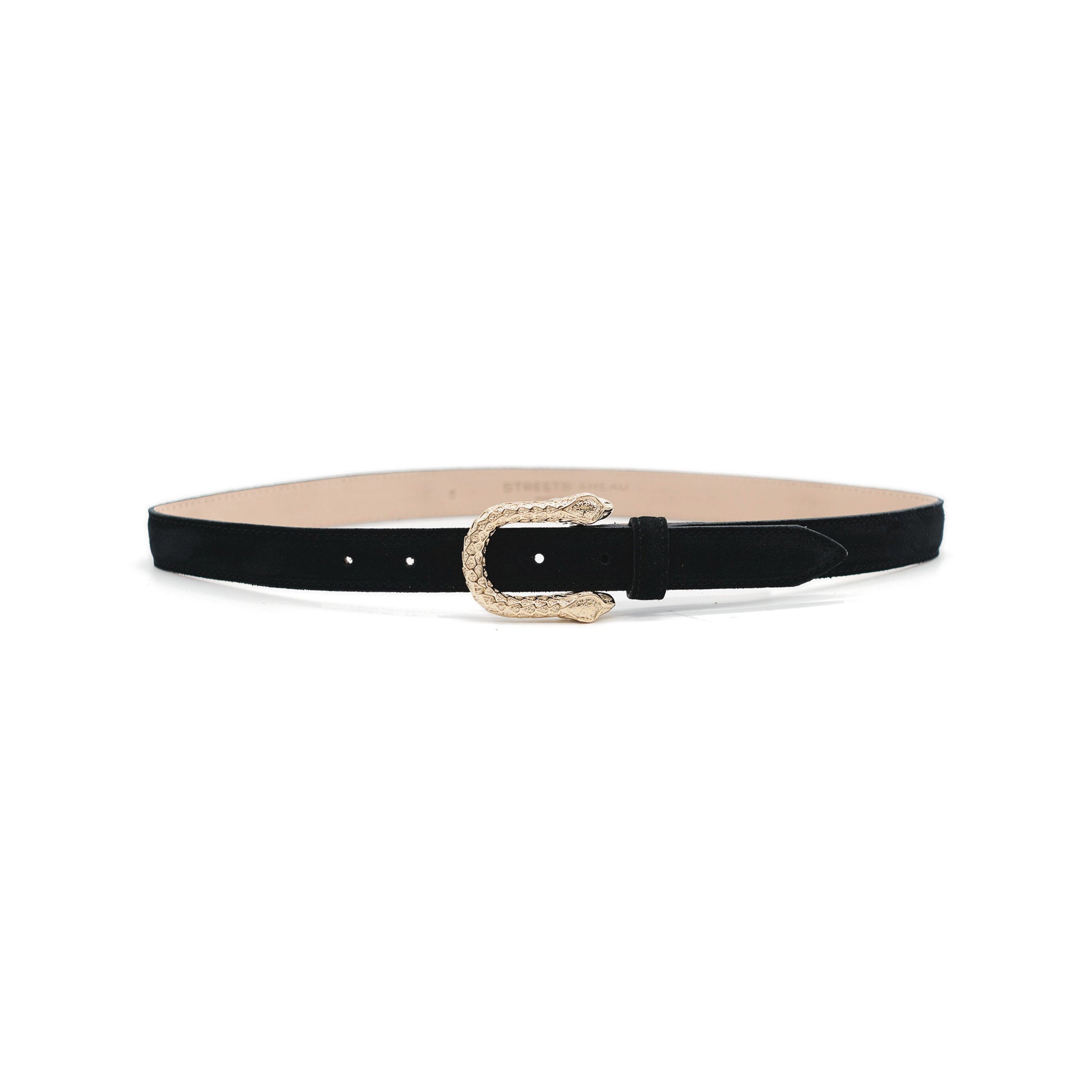 Petra Belt in black suede, angle