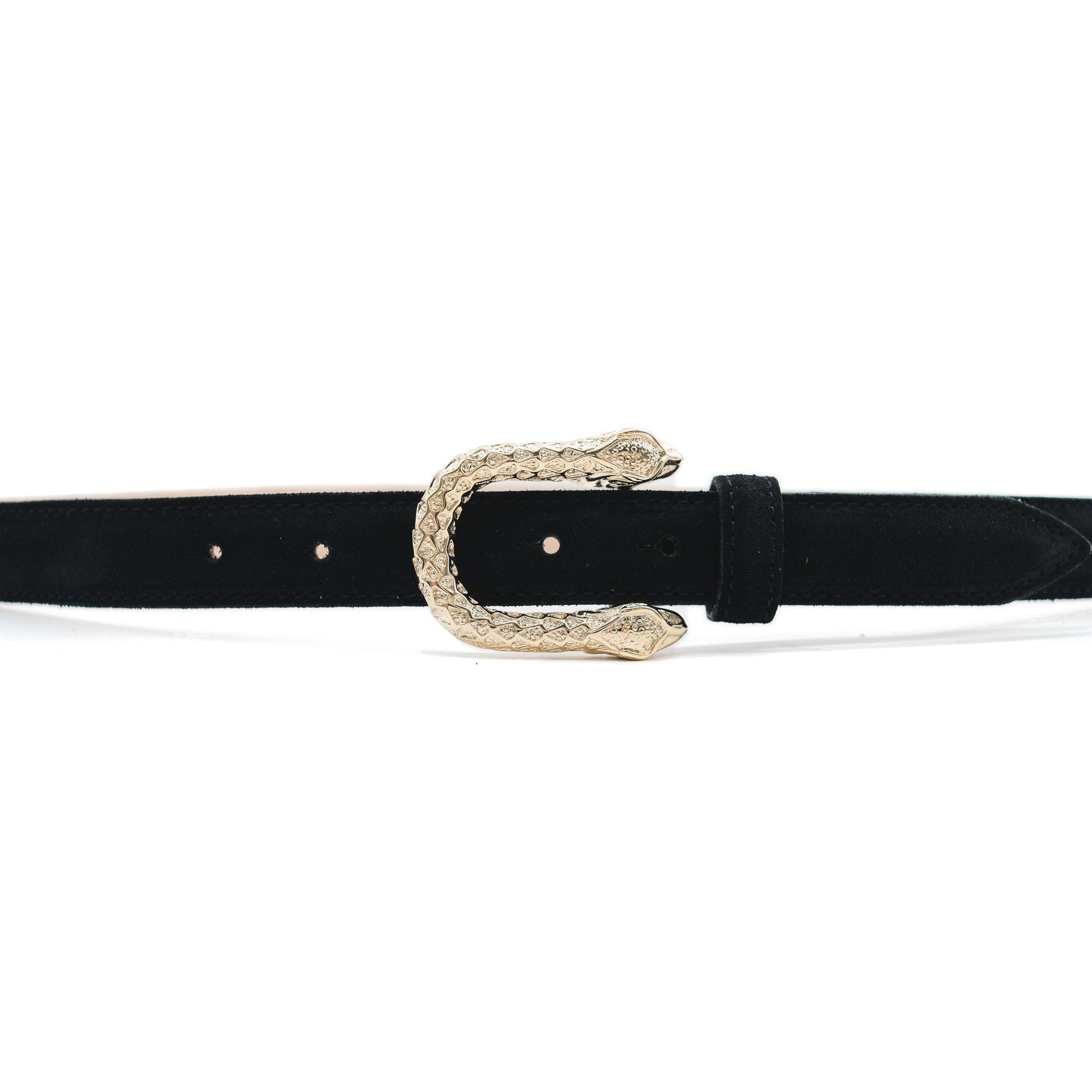 Petra Belt in black suede, buckle detail
