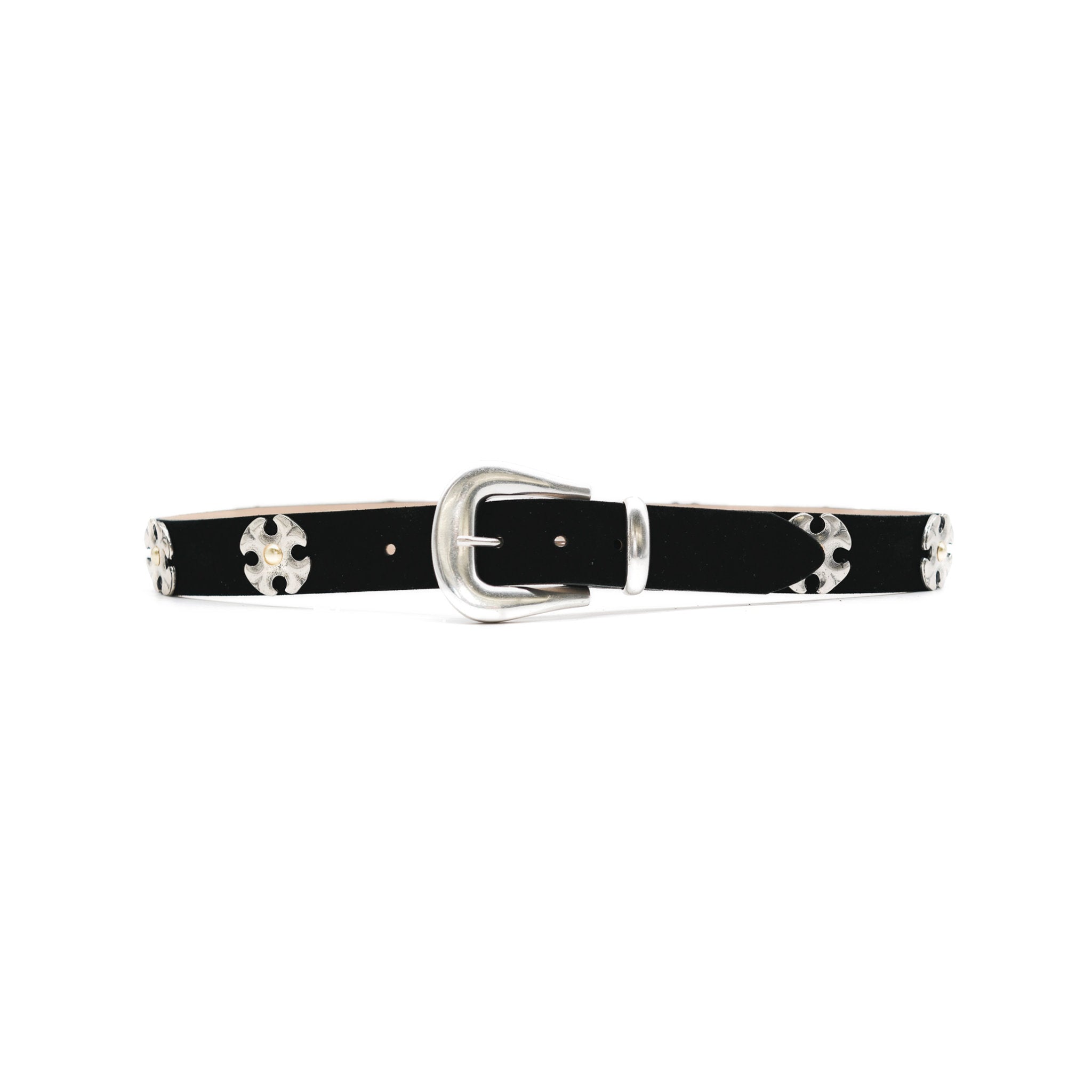 Winifred Belt in black suede, front