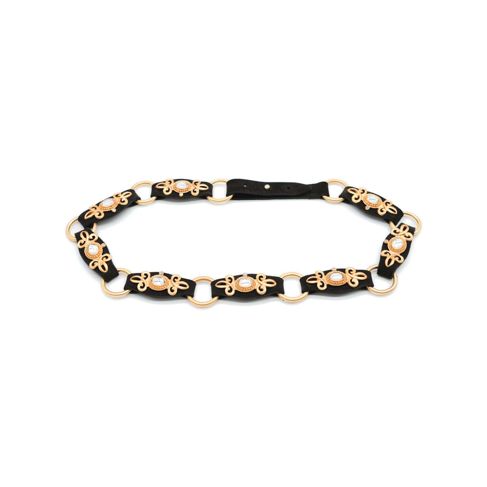 Mathilde Belt in coffee suede, angle