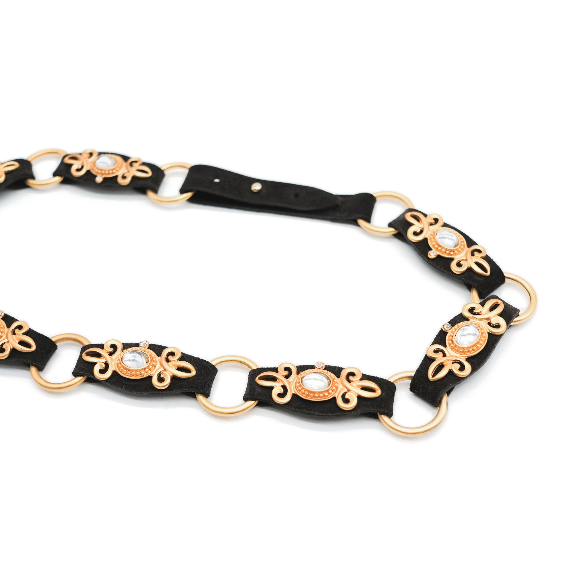 Mathilde Belt in coffee suede, concho detail