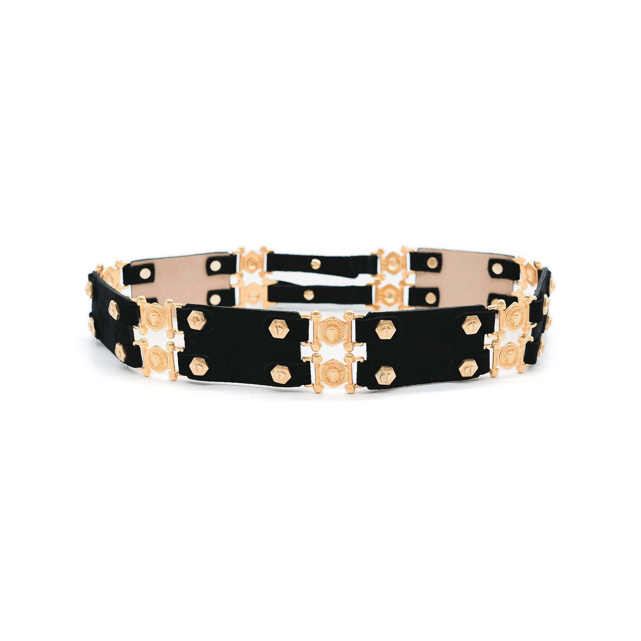 Constance Belt in black suede, angle