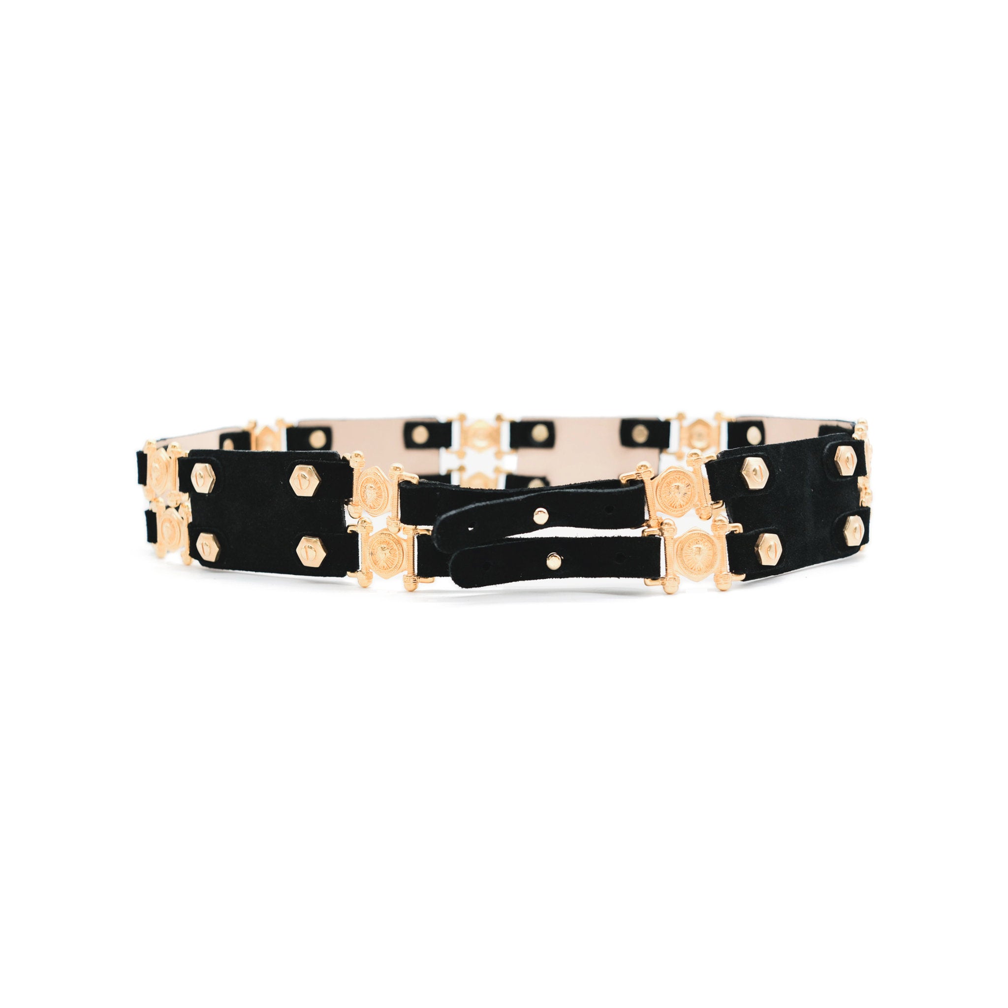 Constance Belt in black suede, back