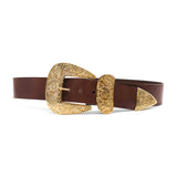 Augusta Belt in chocolate leather, angle