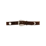 Harriet Belt in chocolate suede, front