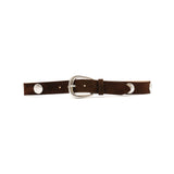 Harriet Belt in chocolate suede, front