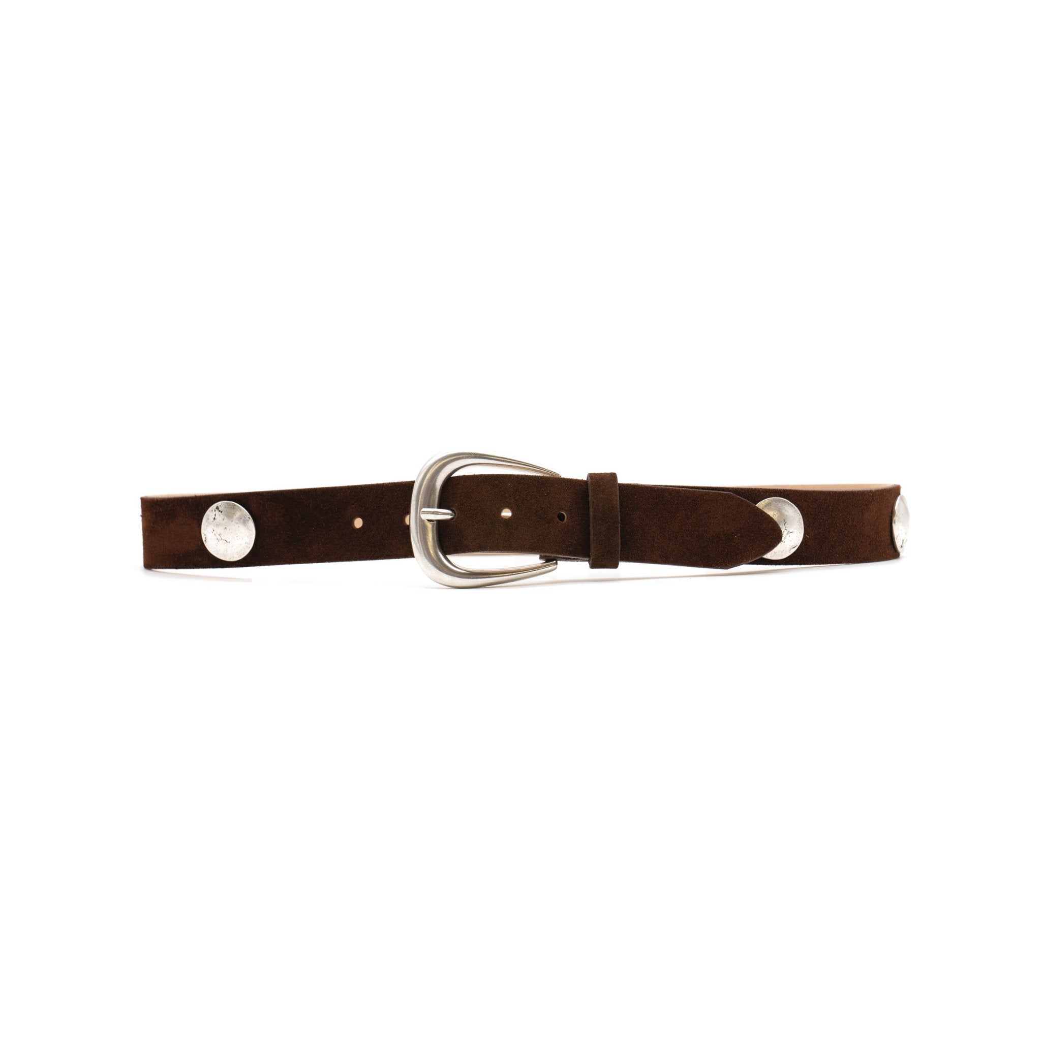 Harriet Belt in chocolate suede, front