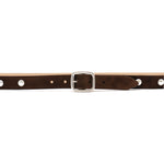 Lorna Belt in chocolate suede, buckle detail