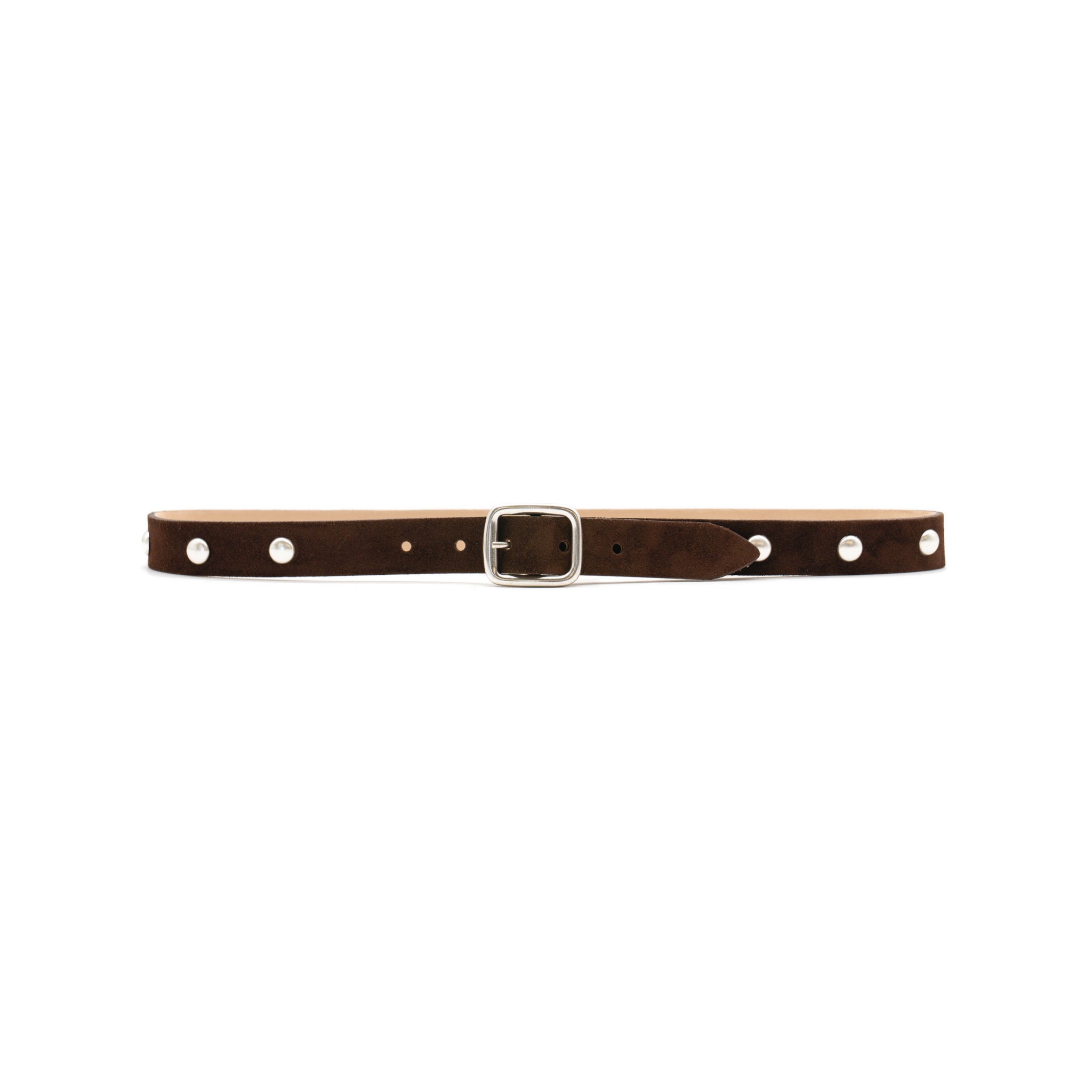 Lorna Belt in chocolate suede, front