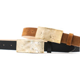 Josephine Belt in tobacco suede and black leather