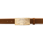 Josephine Belt in tobacco suede, buckle detail