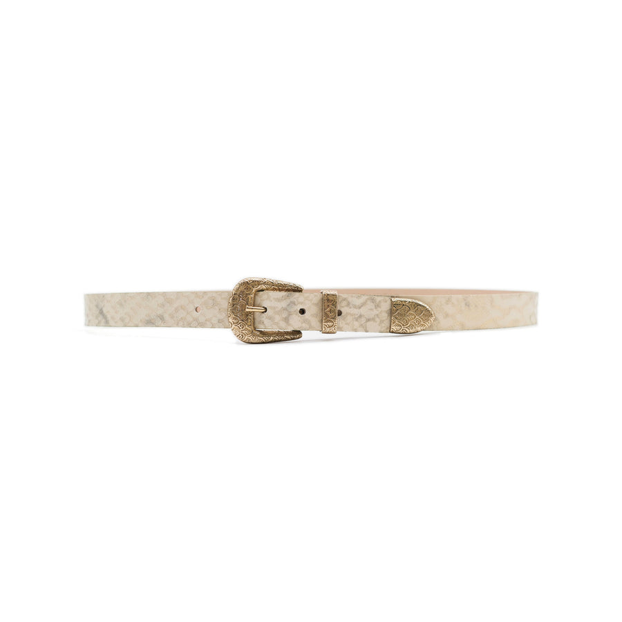 Leonie Belt - Cream Snake Embossed Leather