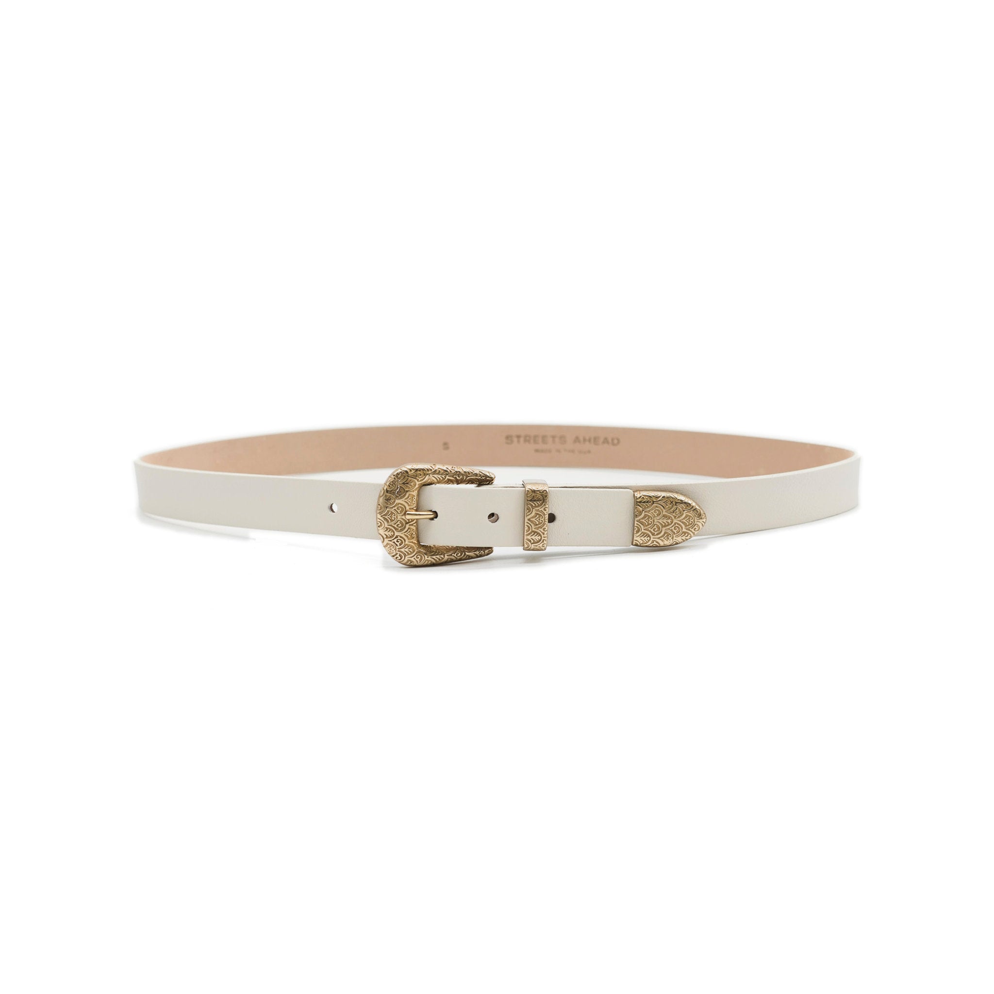 Leonie Belt in cream leather, angle