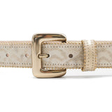 Marianne Belt in cream snake embossed leather, buckle detail