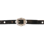 Georgia Belt in black crackle leather, buckle detail