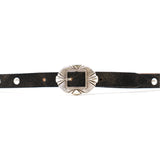 Georgia Belt in black crackle leather, buckle detail