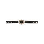 Georgia Belt in black crackle leather, front
