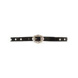 Georgia Belt in black crackle leather, front