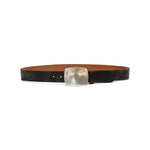 Juno Belt in black crackle leather, angle