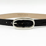 Elowen Belt - Brown Croc-Embossed Cow Hyde Leather Belt - Streets Ahead