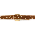 Liesel Belt in cognac deer print calf hair, buckle detail
