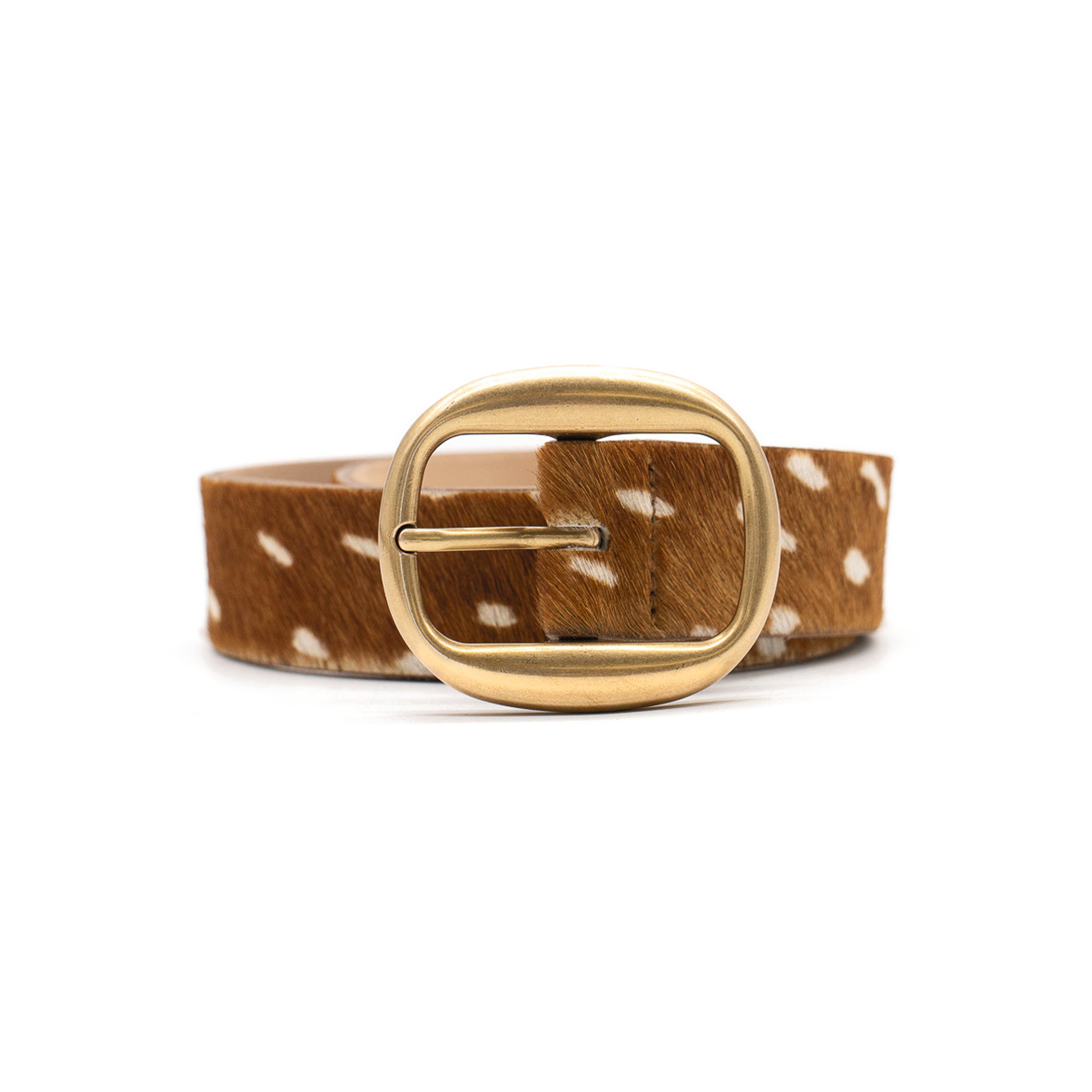 Liesel Belt in cognac deer print calf hair, coiled