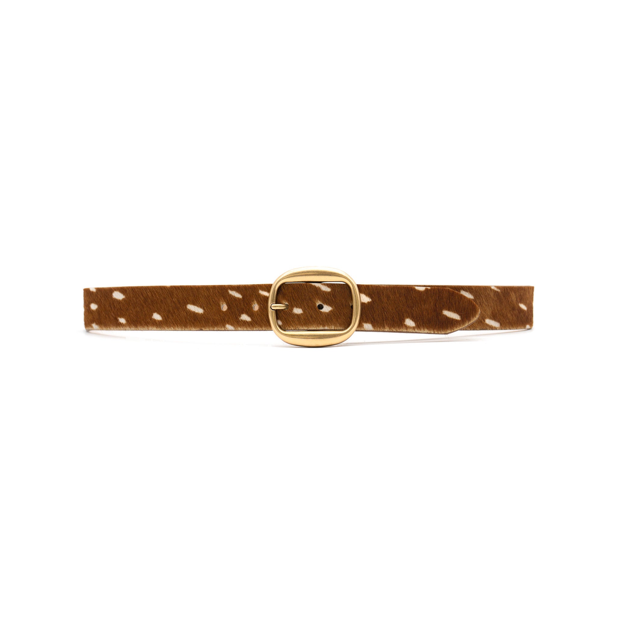 Liesel Belt in cognac deer print calf hair, front