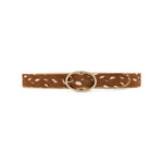 Marguerite Belt in cognac deer print calf hair, front
