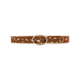 Marguerite Belt in cognac deer print calf hair, front