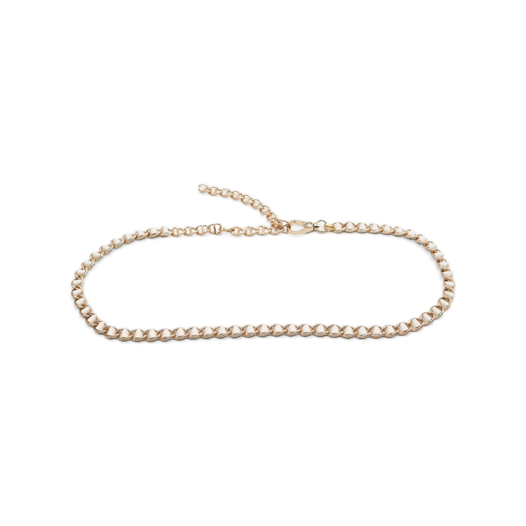 Elodie Chain Belt in cream leather, angle