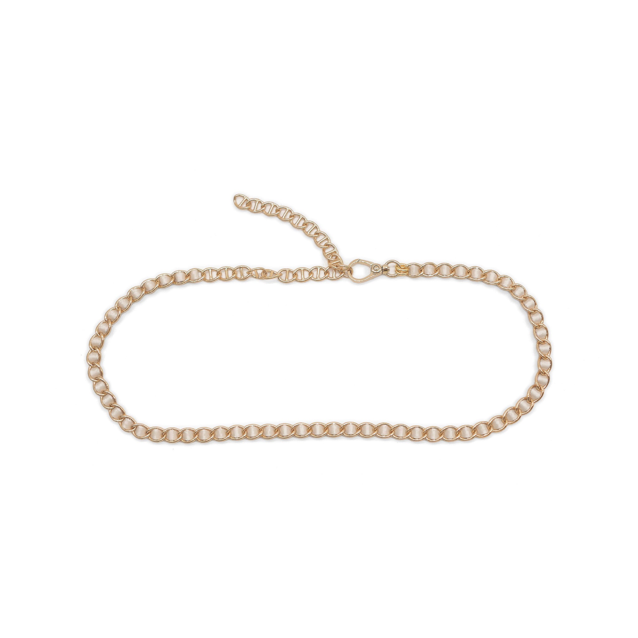 Elodie Chain Belt in cream leather, front