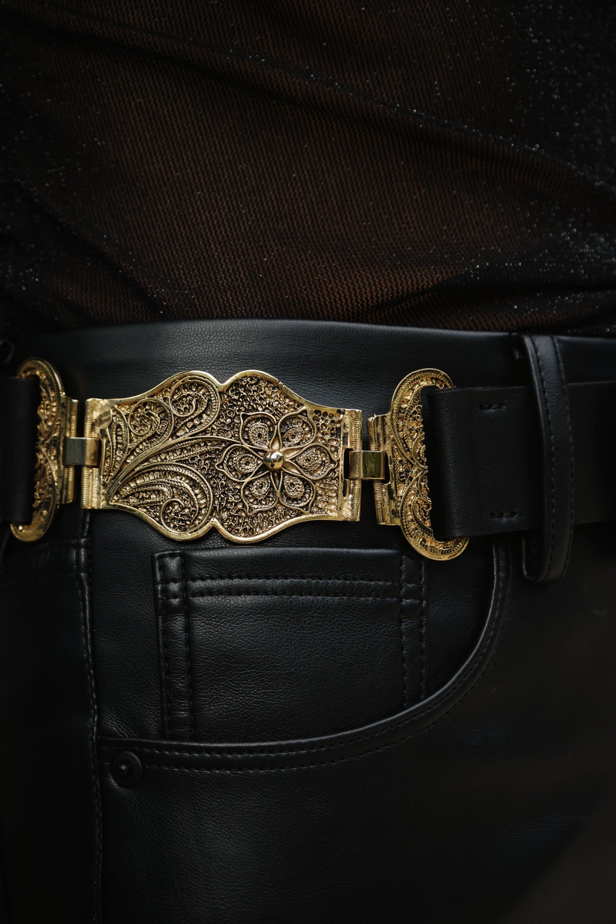 Gold on black.