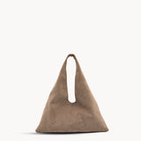 Mila Mini - Handheld Taupe Suede Italian Leather Handbag - Streets Ahead