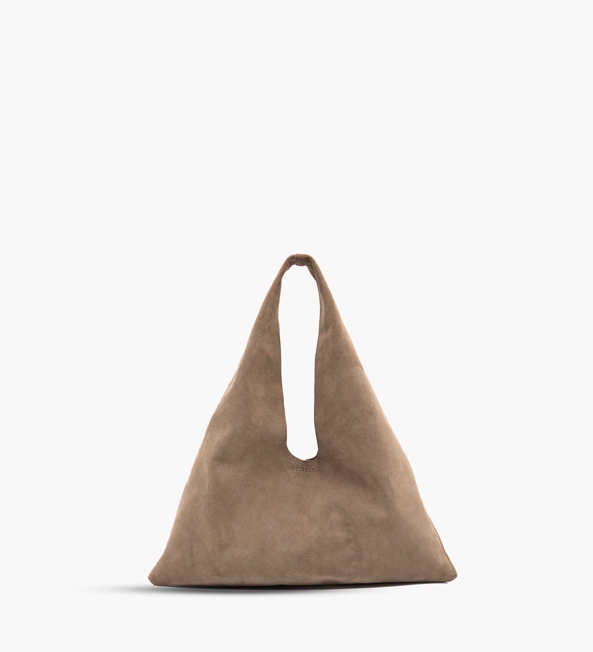 Mila Mini - Handheld Taupe Suede Italian Leather Handbag - Streets Ahead