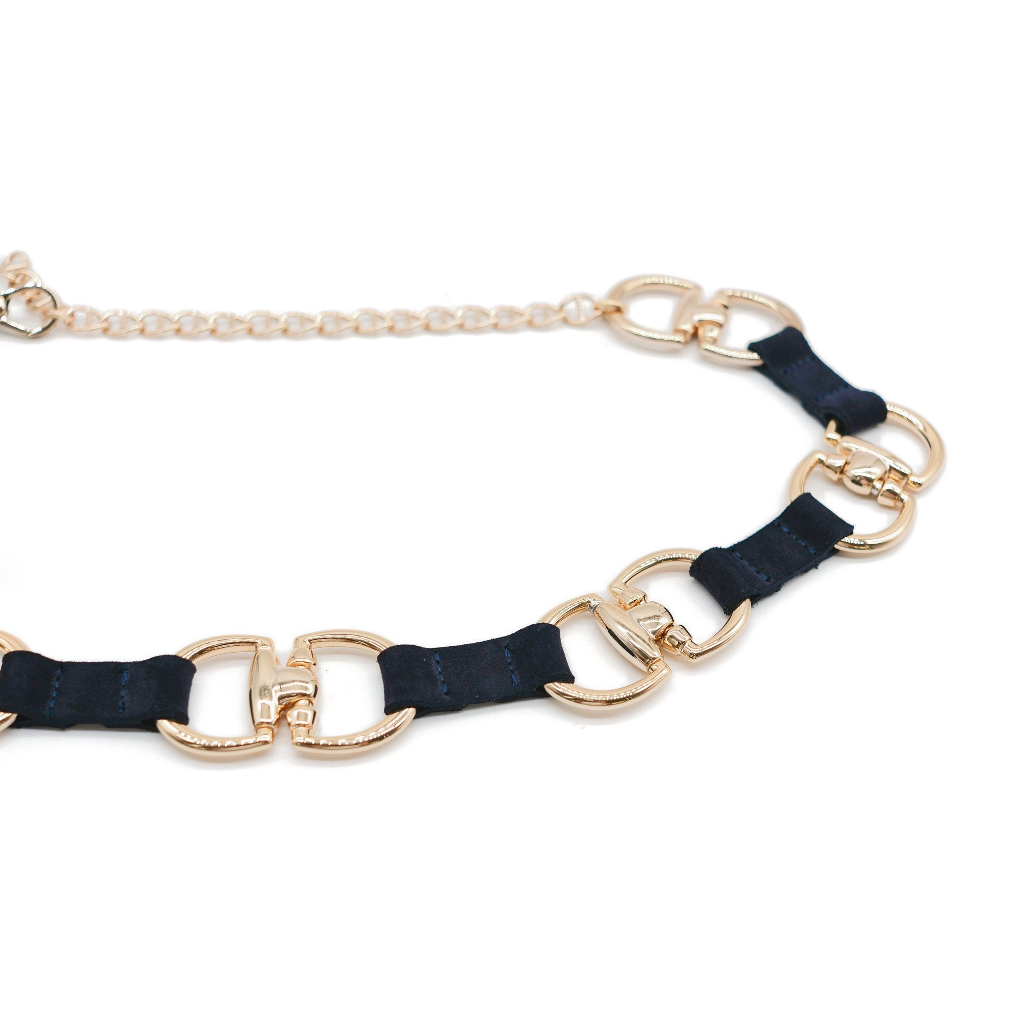 Estelle Belt in midnight suede, link detail