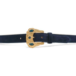 Cordelia Belt in midnight suede, buckle detail