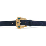 Cordelia Belt in midnight suede, buckle detail