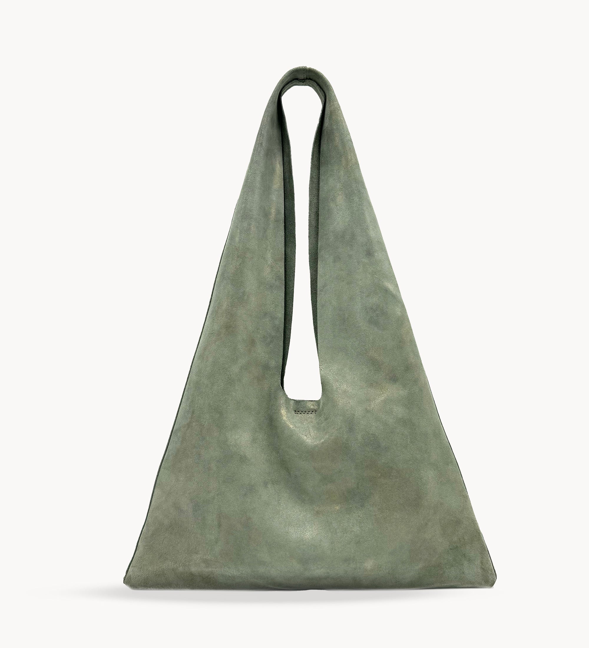Elody Hobo - Sage Suede Italian Leather Handbag - Streets Ahead