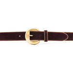 Mireille Belt in burgundy suede, buckle detail
